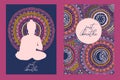 Two cards with mandala ornaments and Buddha silhouette Royalty Free Stock Photo
